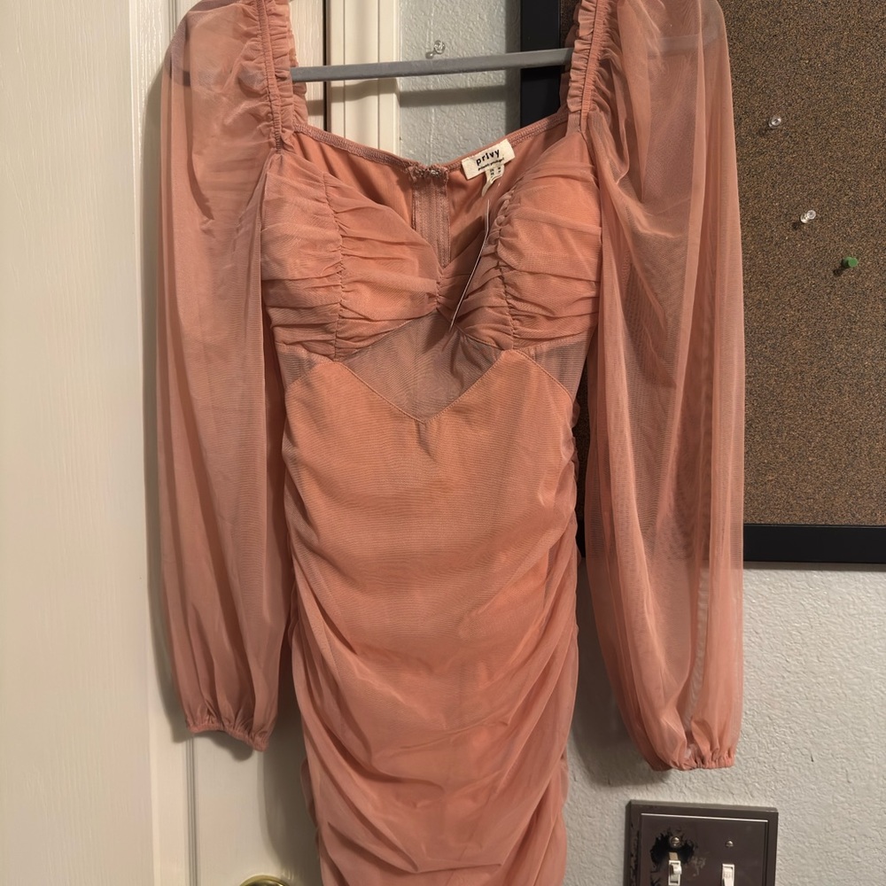 Privy Long Sleeve Peach Dress
